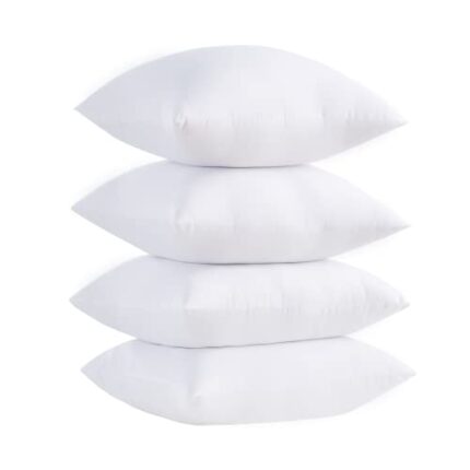 Acanva Throw Pillow Inserts for Bed Couch Sofa Chair Indoor Decorative, Square Sham Stuffer Cushion with Premium Polyester Microfiber, 20x20 Inch(4 Count), White