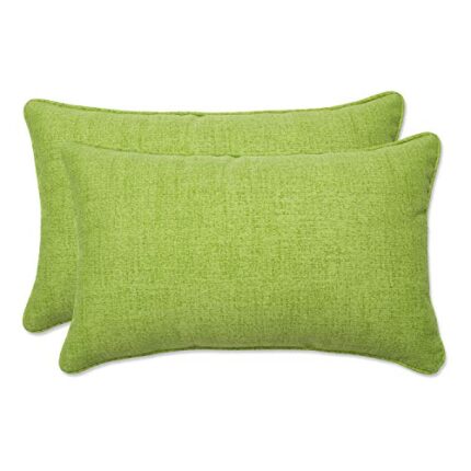 Pillow Perfect Outdoor/Indoor Baja Linen Lime Lumbar Pillows, 2 Count (Pack of 1), Green